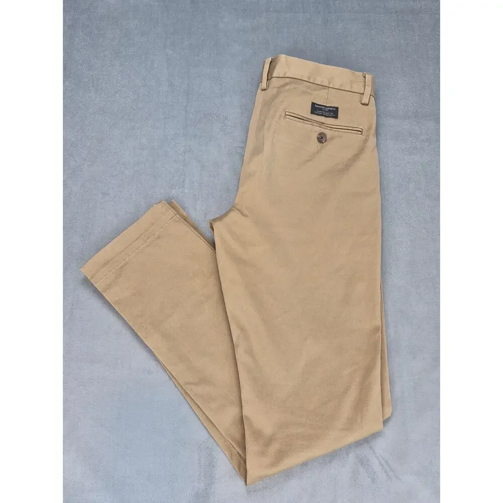 Banana Republic Fulton Rapid Movement Chino Pants Mens Khaki 30x32